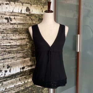 JCREW wool blend black embellished trim cami M